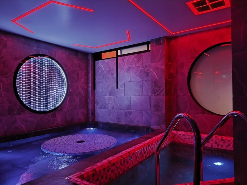 Interior de la habitación con alberca, Red Garden Hotel CDMX